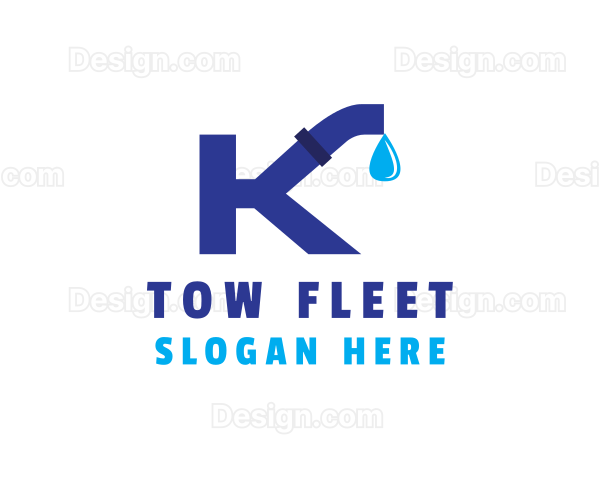 Plumbing Water Pipe Letter K Logo