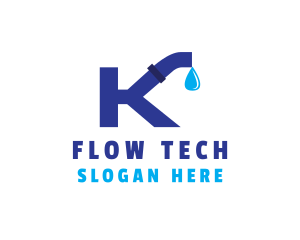 Plumbing Water Pipe Letter K logo