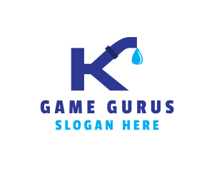 Plumbing Water Pipe Letter K logo