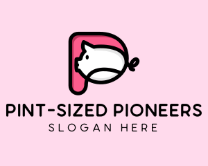 Cute Pig Letter P logo design