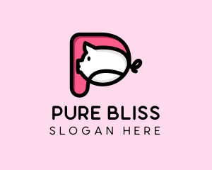 Cute Pig Letter P logo design