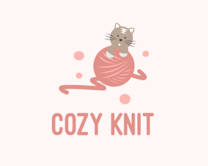 Cat Kitten Yarn  logo design