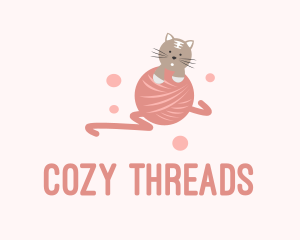 Cat Kitten Yarn  logo design