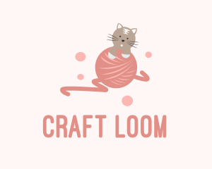 Cat Kitten Yarn  logo design