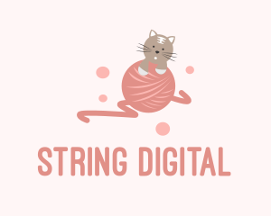 Cat Kitten Yarn  logo design