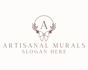 Simple Ribbon Wreath logo design