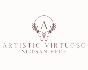 Simple Ribbon Wreath logo design