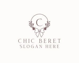 Simple Ribbon Wreath logo design