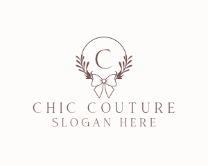 Simple Ribbon Wreath logo design