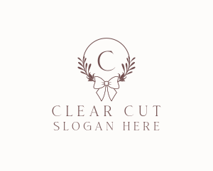 Simple Ribbon Wreath logo design