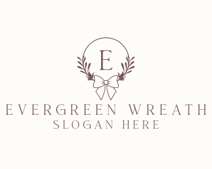 Simple Ribbon Wreath logo design