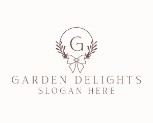 Simple Ribbon Wreath logo design