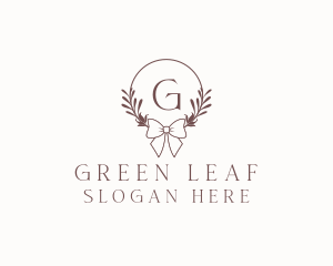 Simple Ribbon Wreath logo design