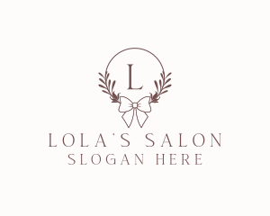 Simple Ribbon Wreath logo design