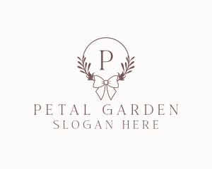 Simple Ribbon Wreath logo design