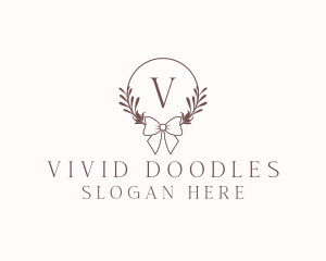 Simple Ribbon Wreath logo design