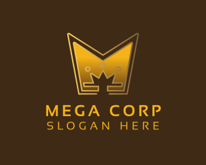 Golden Crown Letter M logo design