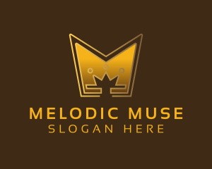 Golden Crown Letter M logo design