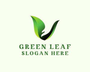 Green Natural Letter V   logo