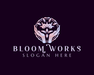 Floral Wellness Hand logo design