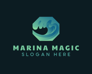 Surfing Ocean Wave logo design