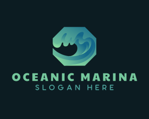 Surfing Ocean Wave logo design