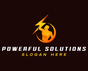 Human Lightning Shield logo design