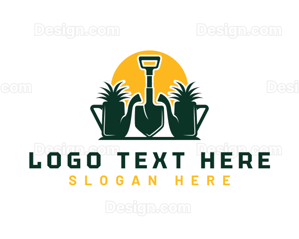 Shovel Watering Can Gardening Logo