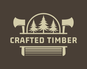 Pine Tree Woodwork Emblem logo design