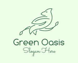Green Bird Line Art logo design