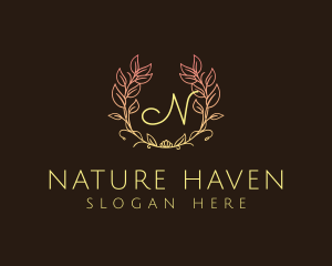 Nature Garland Wreath logo design