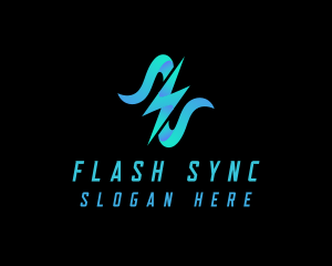 Flash Charging Lightning Bolt logo design