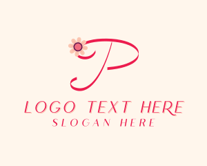 Pink Flower Letter P Logo