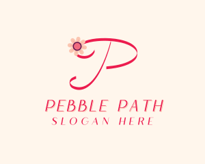 Pink Flower Letter P logo design