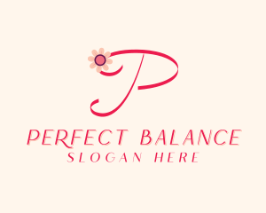 Pink Flower Letter P logo design