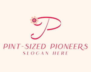 Pink Flower Letter P logo design