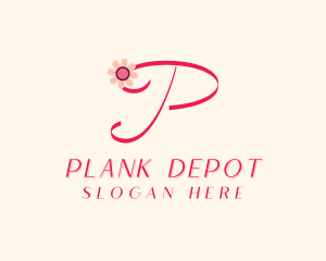 Pink Flower Letter P logo design