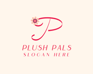 Pink Flower Letter P logo design