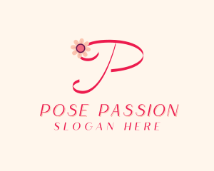 Pink Flower Letter P logo design