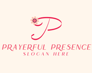 Pink Flower Letter P logo design