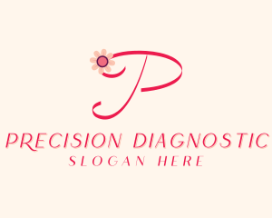 Pink Flower Letter P logo design