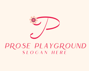 Pink Flower Letter P logo design