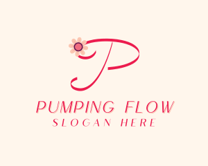 Pink Flower Letter P logo design