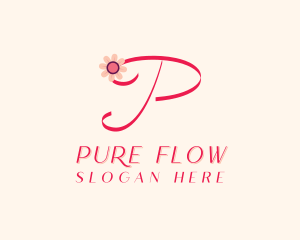 Pink Flower Letter P logo design