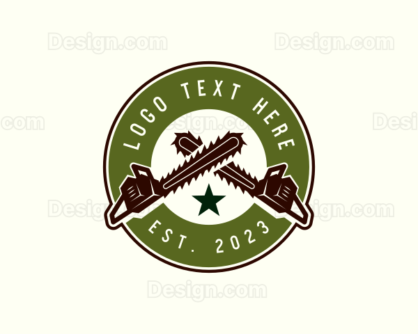 Lumberjack Chainsaw Logging Logo