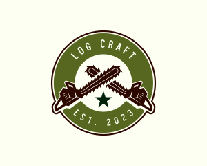 Lumberjack Chainsaw Logging logo design