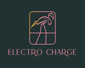 Flamingo Bird Voltage  logo design