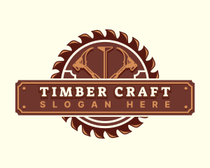 Woodwork Hammer Saw logo design