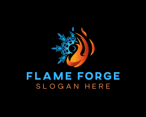 Flame Snowflake HVAC logo design