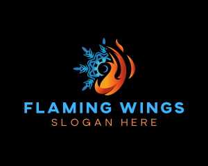 Flame Snowflake HVAC logo design